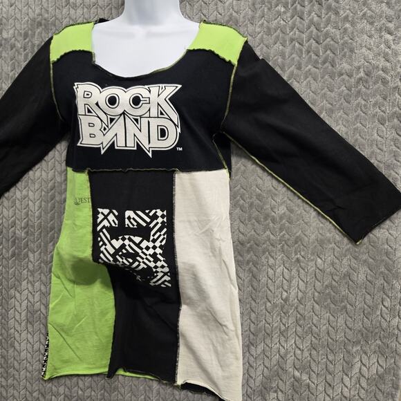 Styles Ever After Artsy Handmade Patchwork Shirt Mini Dress Medium Y2K Concert - Picture 3 of 13